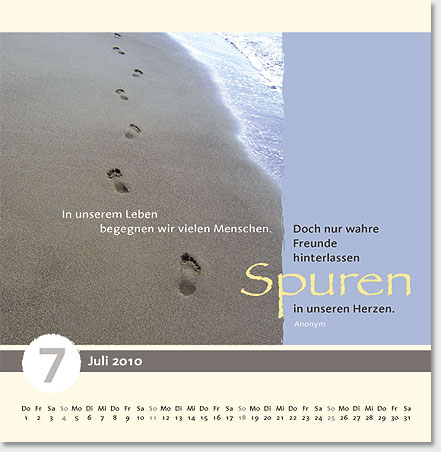 Gestaltung Kalender 2010 - Juli