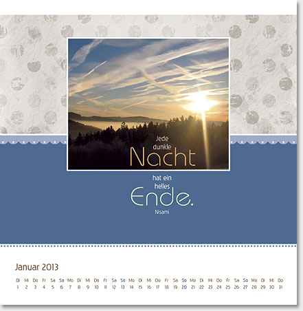 Gestaltung Kalender 2013 - Januar
