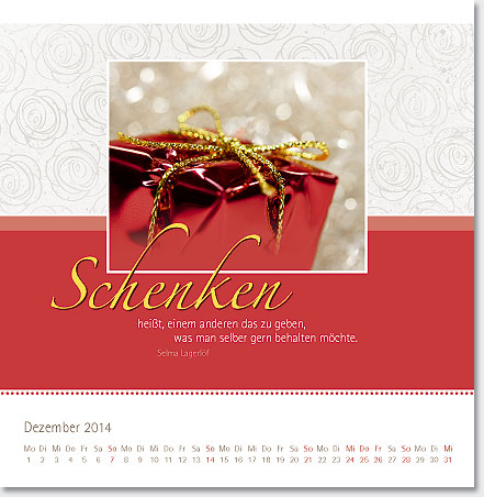 Gestaltung Kalender 2014 - Dezember